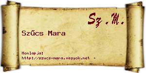 Szűcs Mara névjegykártya